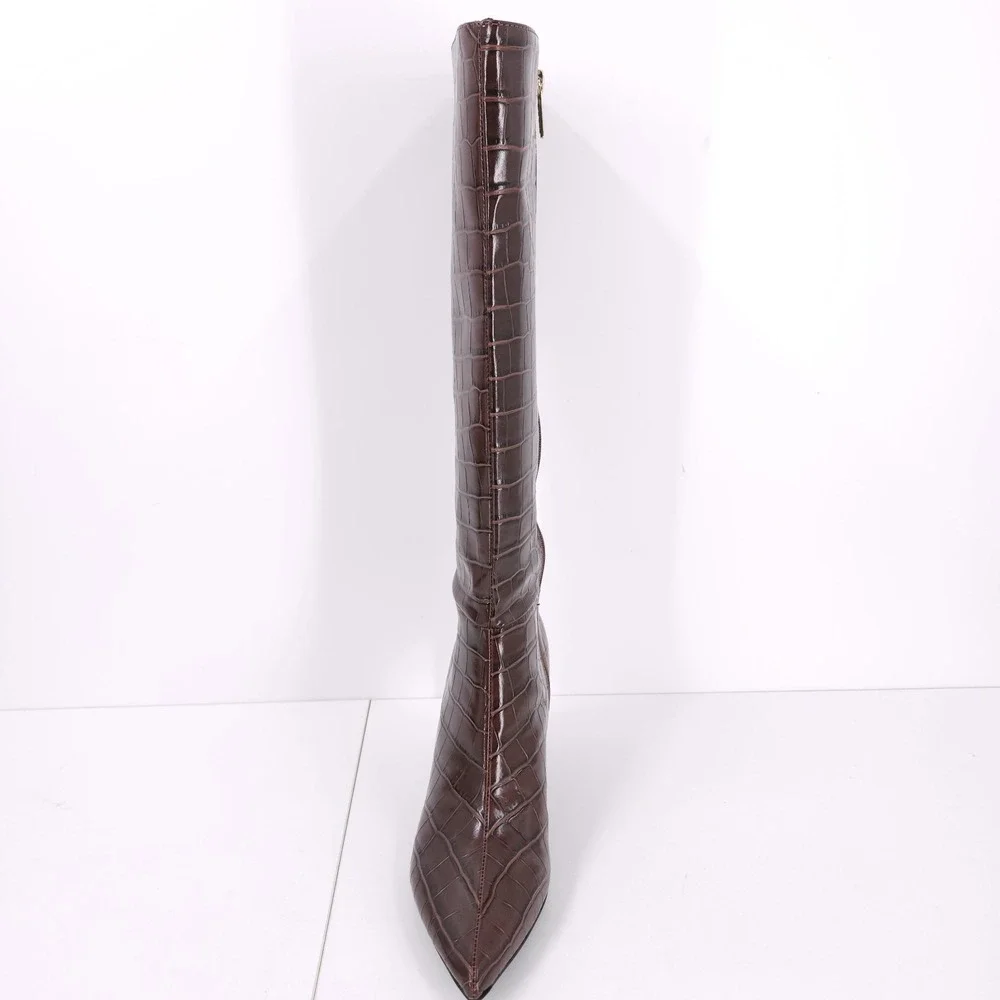 Guess Wayla Dark Brown Knee High Tall Pointed Toe Stiletto Boots Womens Size 8 M - Picture 5 of 15